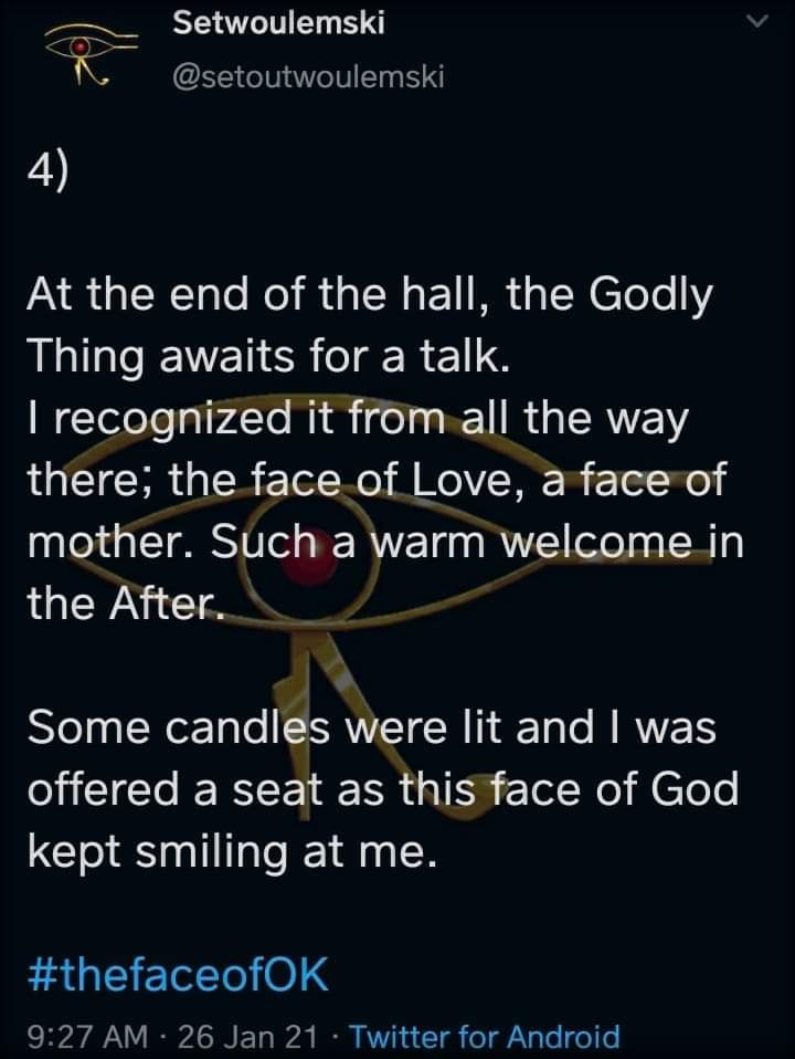 setwoulemski's tweet photo. #Follow #thefaceofOK
#WritingCommunity #writerslift #writerlift #writerscommunity #ReadersFavorite #writing 
❤ #RETWEEET 
#godlything #thebigtalk #love #Mother #motherofall #allmother #afterlife #afterdeath #death #thegreatafter #candlemystery #facingGod #God 
🔥🔥🔥🔥🔥🔥🔥🔥🔥 https://t.co/qUmVMnLYhE