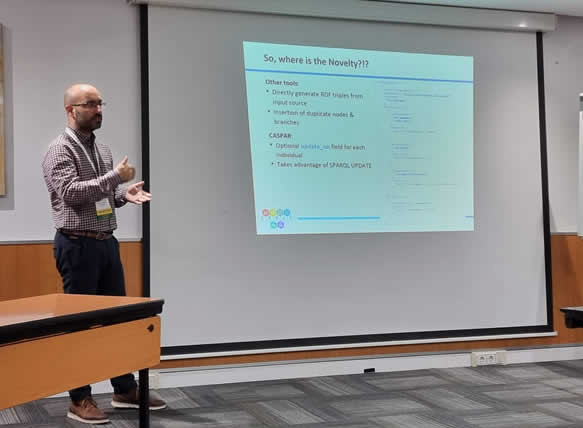 CASPAR_project's tweet photo. @catalink_eu's Stratos Kontopoulos (@skontopo) presenting @CASPAR_project during #SEMAPRO21 in #Barcelona! We deploy #SemanticDataIntegration in #AutonomousVehicles within the context of the @CPSoSAWARE #H2020 project. Paper available here: https://t.co/ztfjORl6io https://t.co/sEtIXwFqcc