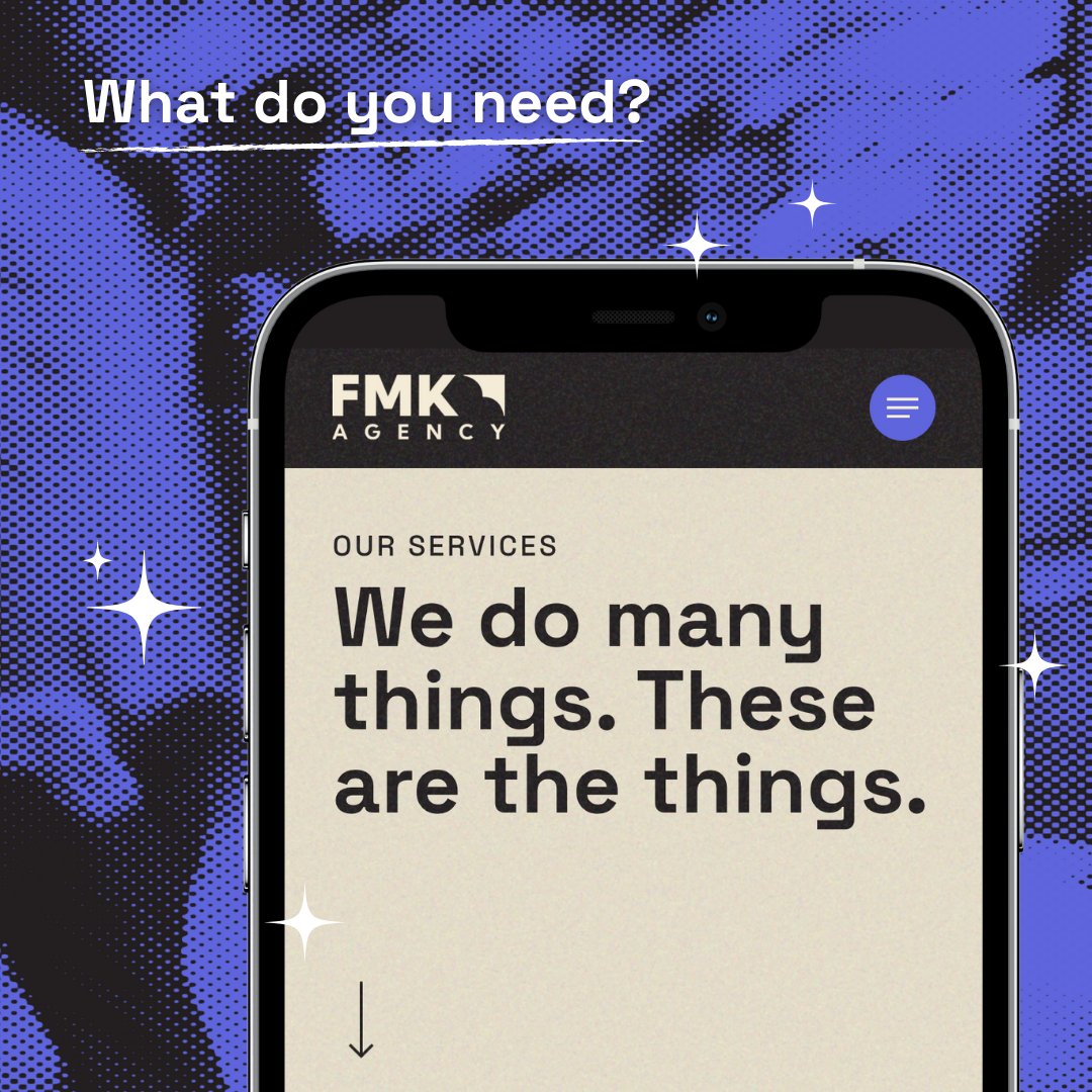 fmkagency's tweet photo. A new look for us means new services for our clients. What is it that you need? Chances are, our team is up for the task! 

Head on over to our services page to learn more about what we offer at FMK! https://t.co/ftef0Kqfym https://t.co/Z0te4lSCxS