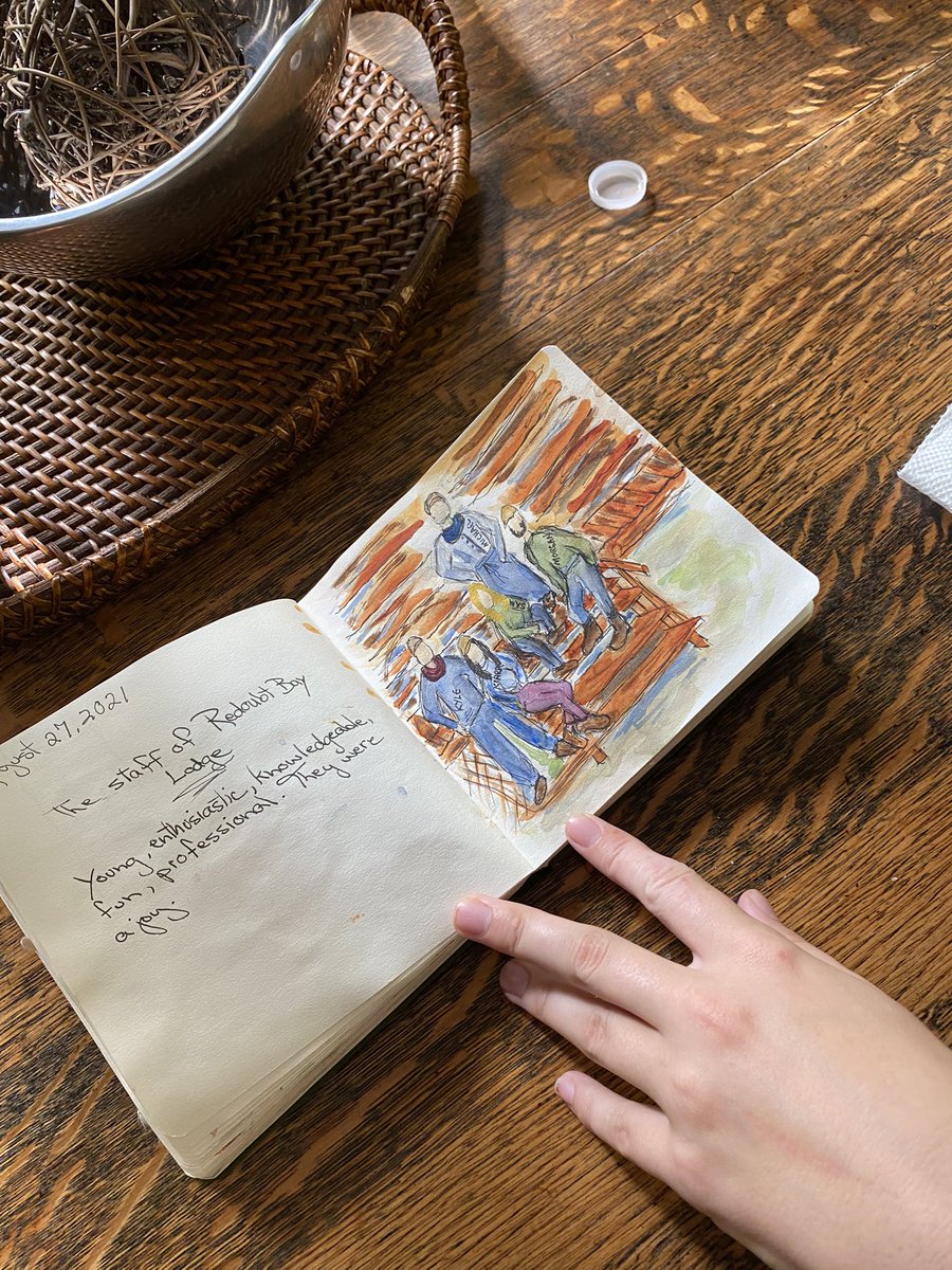mvntha's tweet photo. Our magnificently talented guest shot these images of us this season, then cataloged her entire trip to Alaska in a watercolor journal. We got to read said journal when we visited her at her home in Ohio. I’ve never experienced something more wholesome https://t.co/bPEfd9LJ2X