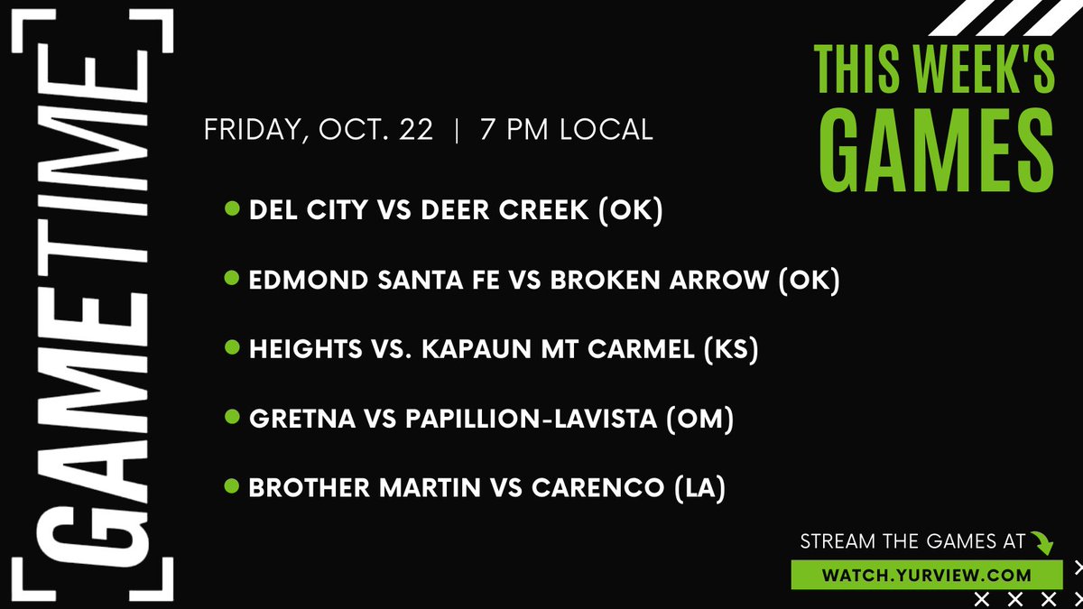 Another week, another slate of great high school football games on Friday night. And as always, many ways to watch.

📺 Watch the game on TV in your region (check local listings for your YurView channel)

📱 Rent, buy, or subscribe to streams online here: bit.ly/2WtHvex