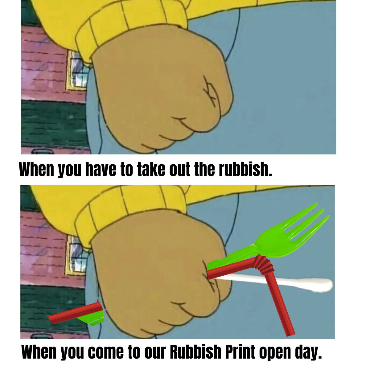 Our Rubbish Print day has got us making memes and everything! 

Come along to our studio on #MutleyPlain #Plymouth tomorrow all day 👇facebook.com/events/s/rubbi… #Printmaking #Upcycle #Plymouth #SouthWest #PlasticPollution