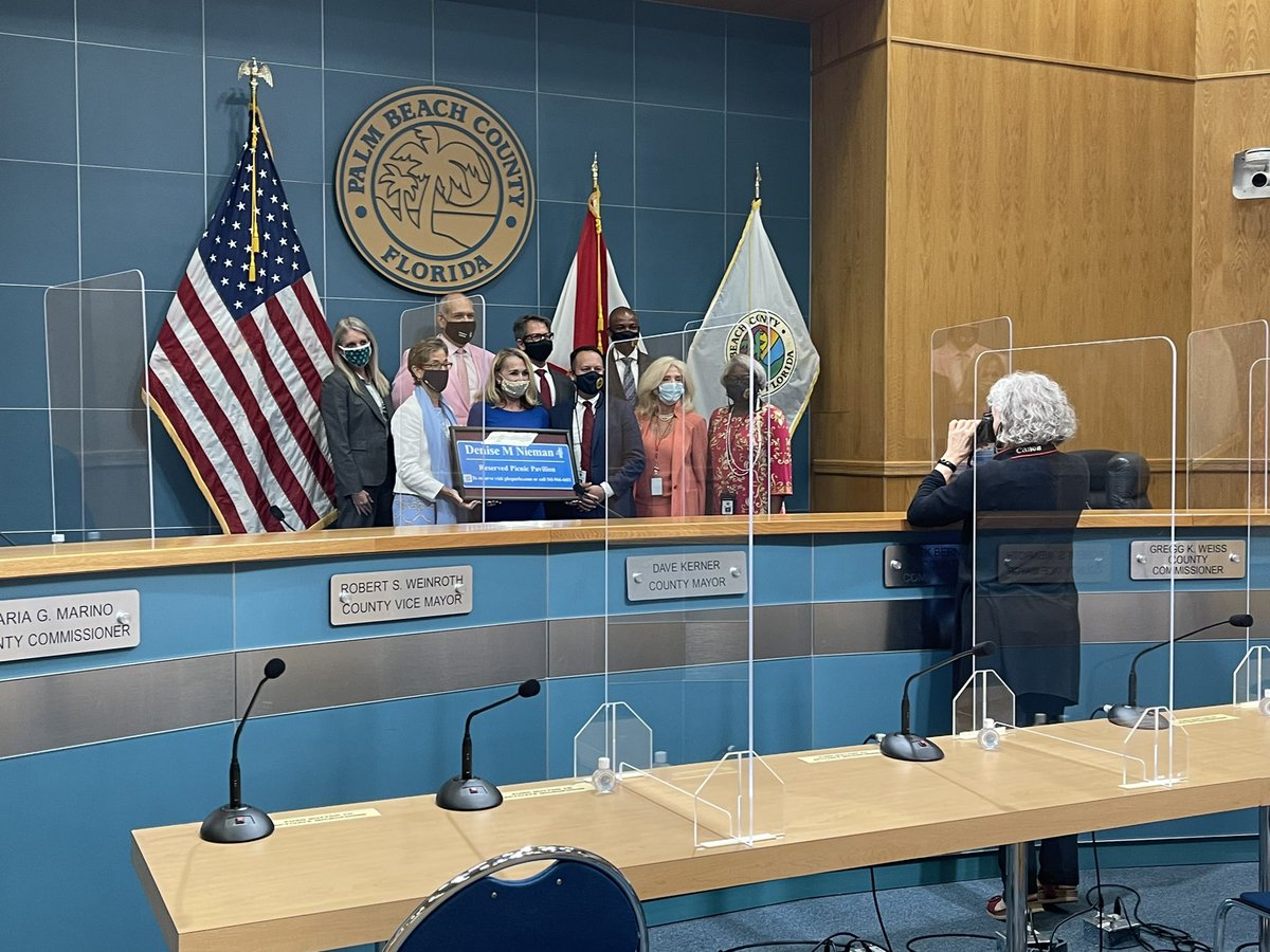 pbcloc's tweet photo. The Palm Beach Co Board of County Commissioners are meeting in the Governmental Center and are honoring retiring County Attorney Denise M Nieman for her years of service with the naming of a Beach Pavilion to a packed room of her admirers. https://t.co/6QojrDUKyx