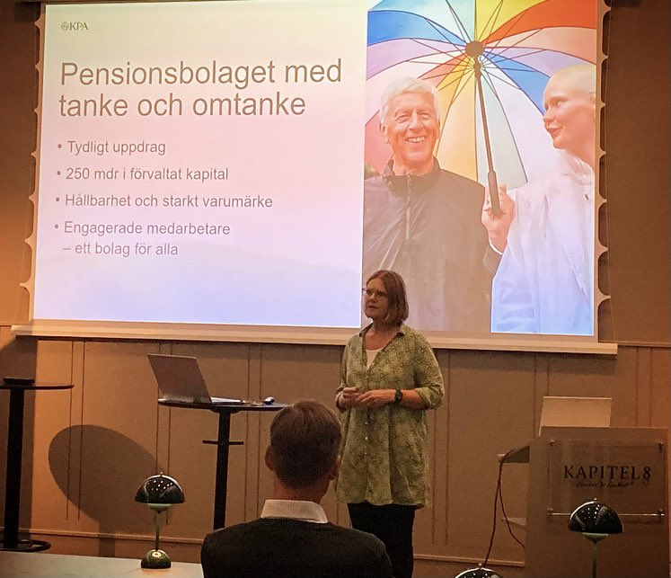 Talade idag på nätverket för pensionsexperter. Kul, både att träffa folk och att representera ett så fint bolag som KPA Pension! #kpapension
