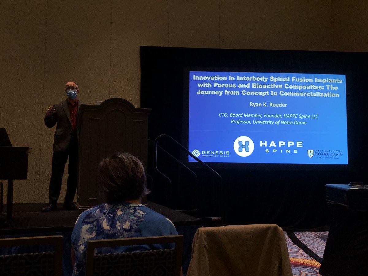 DHPGroup's tweet image. An inspiring talk by my @NDBioeng @AeroMechND colleague Ryan Roeder to highlight the virtue of patience in translating biomaterial inventions from the lab to the clinic! #TechConnectWorld Innovation Conference.