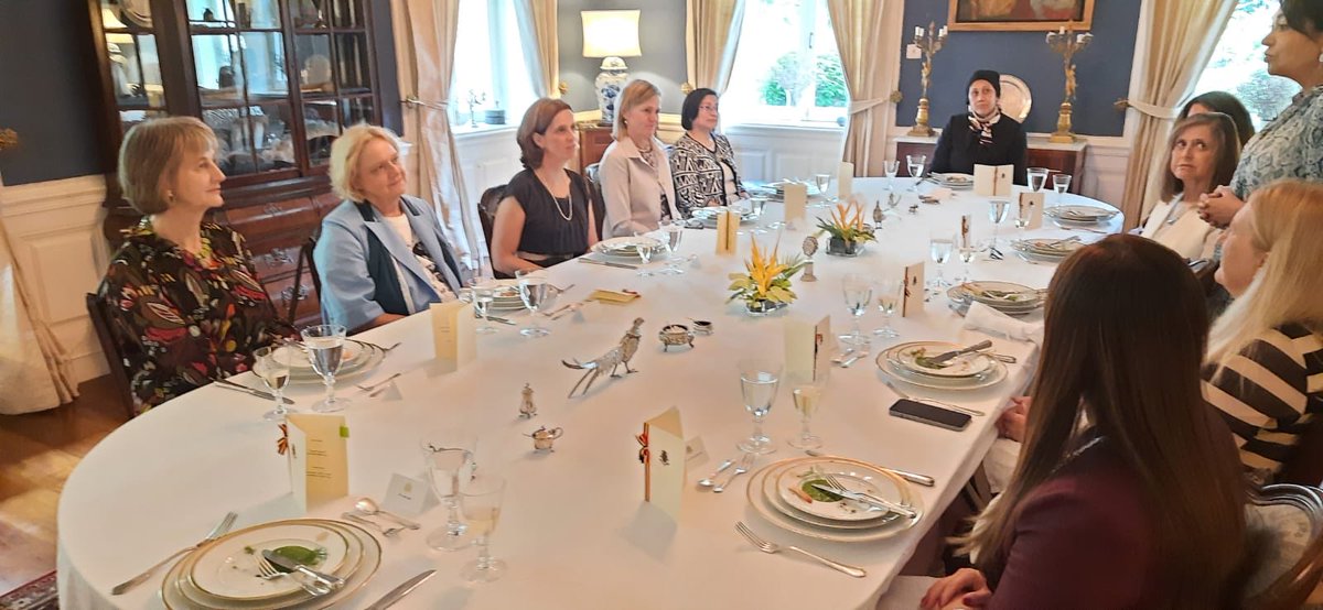sarahjhtaylor's tweet photo. A bittersweet moment today for our women Ambassadors group - farewell to one colleague but welcome to two more. At 15 out of 85+ ambassadors accredited to 🇹🇭 we are a small but mighty group. #NotJustAMansJob @SwissAmbTHA @Rodsmo @SibilleCartier https://t.co/Mqkny72Txs