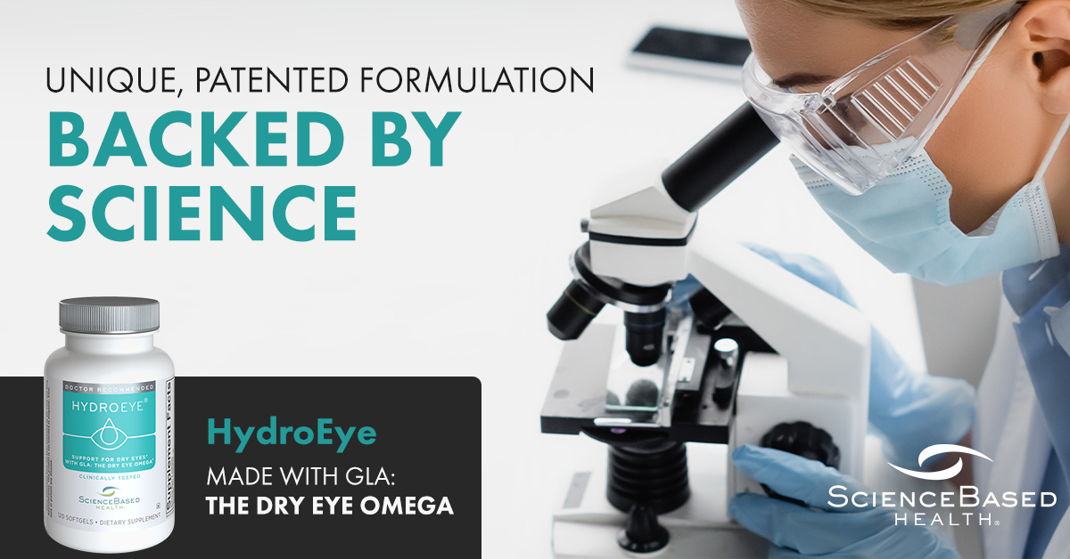 HydroEye®'s careful balance of GLA: the #DryEye omega, in combination with other omegas and nutrient cofactors, helps soothe irritation and supports eye comfort at the cellular level. GLA is not found in flaxseed or fish oils.​

​Read more  at SBH.com.