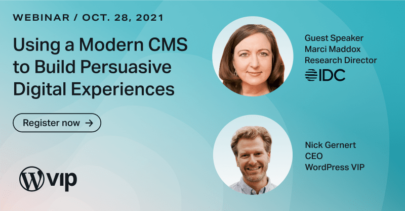 WordPressVIP's tweet photo. On Oct. 28, we’ll be asking guest speaker Marci Maddox (@idcmarci) of @IDC why a modern #CMS is an organization’s key to building “persuasive” digital experiences for customers #AgileCMS #ContentAgility #EnterpriseContentManagement @nickgernert
https://t.co/gcqwij5ybO https://t.co/g2EuEOLpoN