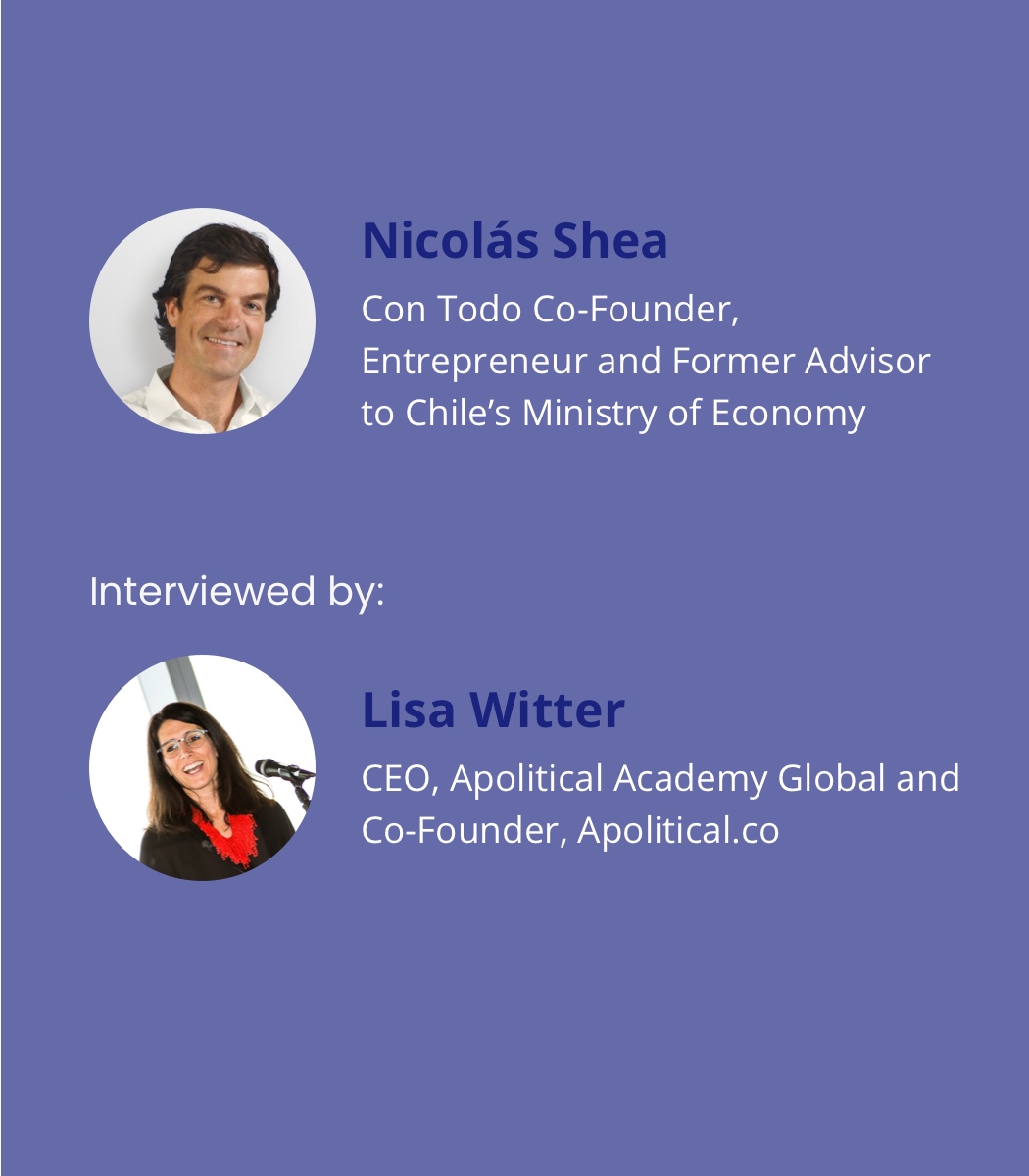 ApoliticalFound's tweet photo. 90% of Chileans want #collaboration in #politics, yet media amplifies candidates who use toxic language. @contodo_chile's new Athena Algorithm incentivizes positive actors. Sign up to watch @lisamwitter interview ConTodo's @nicoshea: https://t.co/ZemIi0JqE2 https://t.co/jNcTJ2AzHe