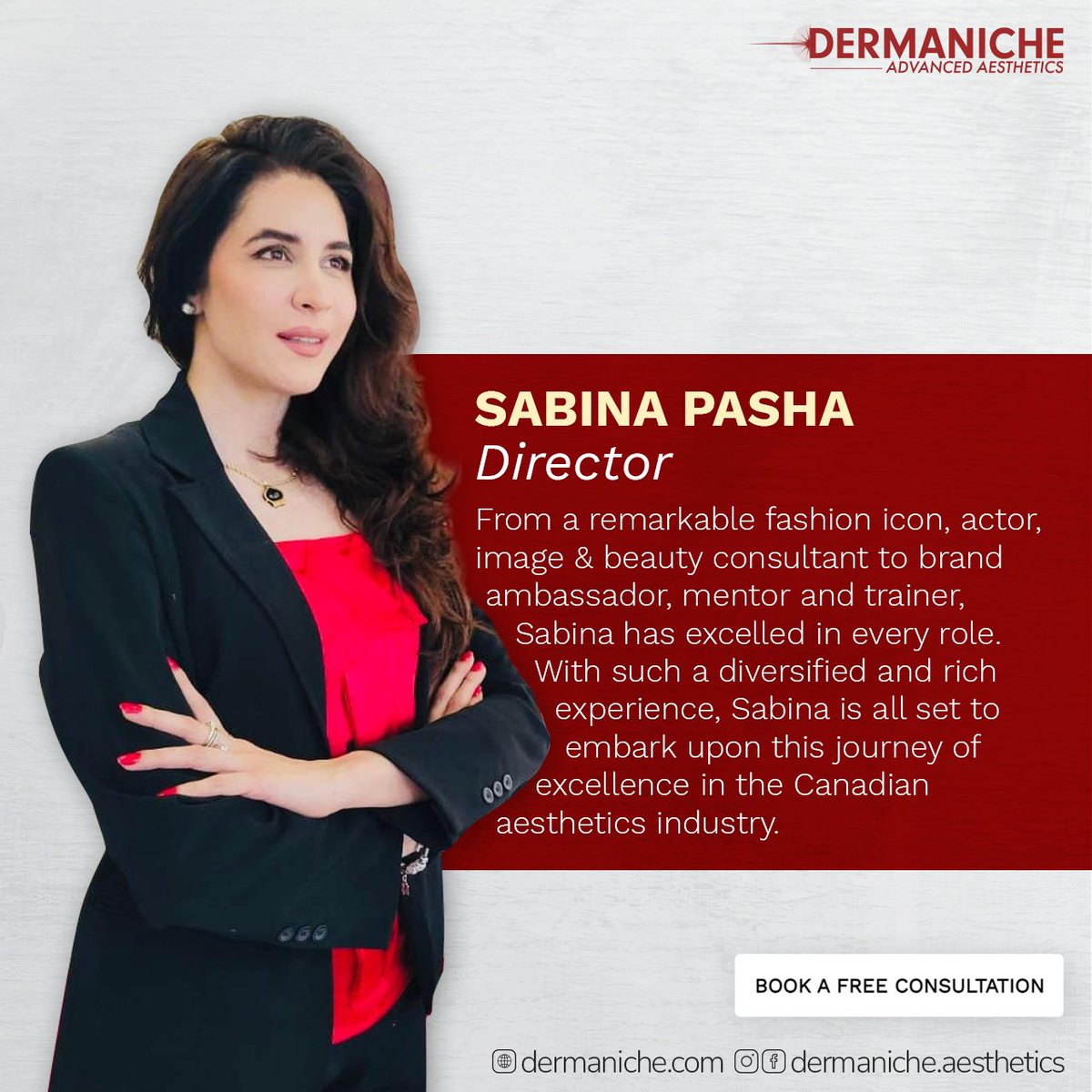 Meet our incredible team!
.
.
Sabina Pasha - Director
She’s a force to reckon with! Sabina is all set to rock the Canadian aesthetics industry with her unique skillset and diverse experience! 
#dermanicheaesthetics #director #aesthetics #actor #sabinapasha #Canada