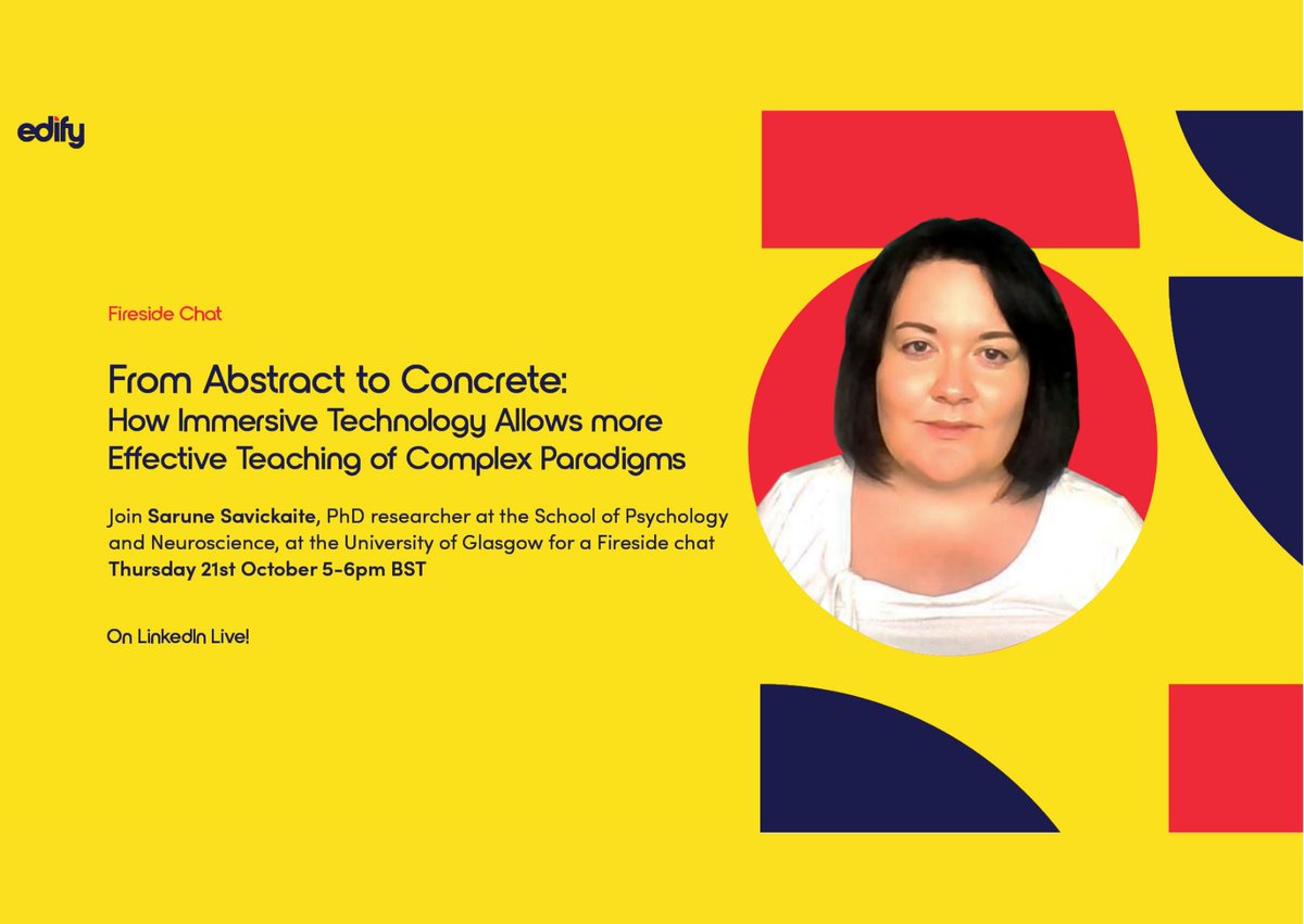edify_ac's tweet photo. Join our fireside chat with @sarunele PhD researcher @UofGlasgow October 21st, 5-6 PM BST.

Click to register. 
https://t.co/dep4S7JcA2

#immersiveeducation #vr #belndedlearning #edutech #education https://t.co/ET737HkQiY