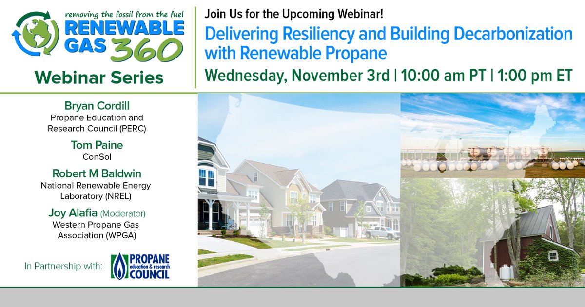 CNGVP_news's tweet photo. Join us on 11/3 at 10 am PT for the next #RenewableGas360 webinar, in partnership with @PropaneCouncil, to learn how renewable #propane presents a real &amp; cost-effective strategy for communities to secure their low carbon #energy future.  

Register now: https://t.co/mMkF8yBAUu https://t.co/kjksobHeuT