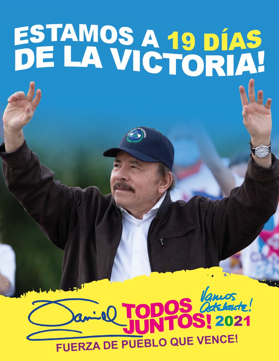 Estamos ah 19 días de la gran Victoria Electoral del FSLN ❤️🖤✌️✌️✌️🚨🚨🚨🚨🚨🚨🚨

Todos juntos avanzamos hacia el progreso , la paz y el trabajo...!

#OctubreVictorioso 
#PLOMO19