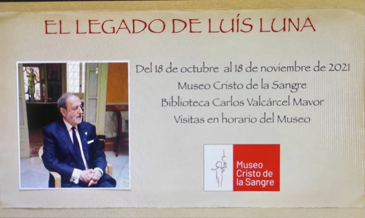 santosepulcro's tweet photo. EXPOSICIÓN EL LEGADO DE LUIS LUNA
🗓 18 de octubre a 18 de noviembre
🏛Museo Cristo de la Sangre-Biblioteca Carlos Valcárcel Mavor
🕙 De lunes a viernes de 10:00 a 13:30 h y 16:00 a 19:00 h.
Sábado y domingo 🔒Cerrado
@CSCofradiasMur  @SangreMurcia @ElPerdonMurcia @santosepulcro https://t.co/OXwj7BhE4R