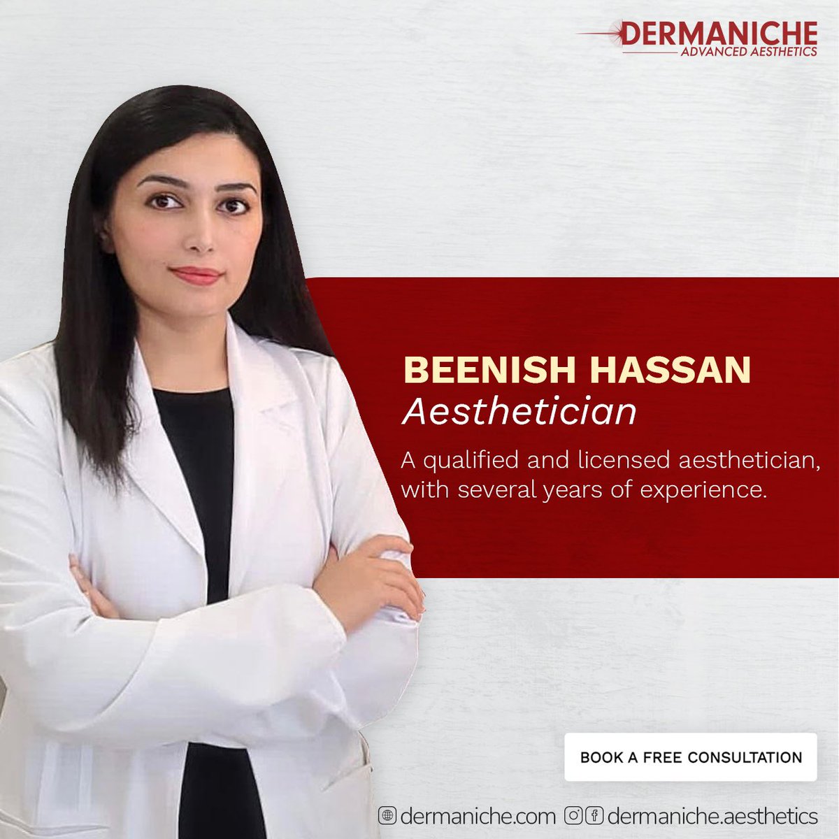 Meet our incredible team!
Beenish Hassan - Aesthetician 

#dermanicheaesthetics #aesthetics #customercare #aesthetician #Canada #laserhairremoval #skinrejuvenation #bodycontouring #sopranoıceplatinum #harmonyxlpro #accentprime