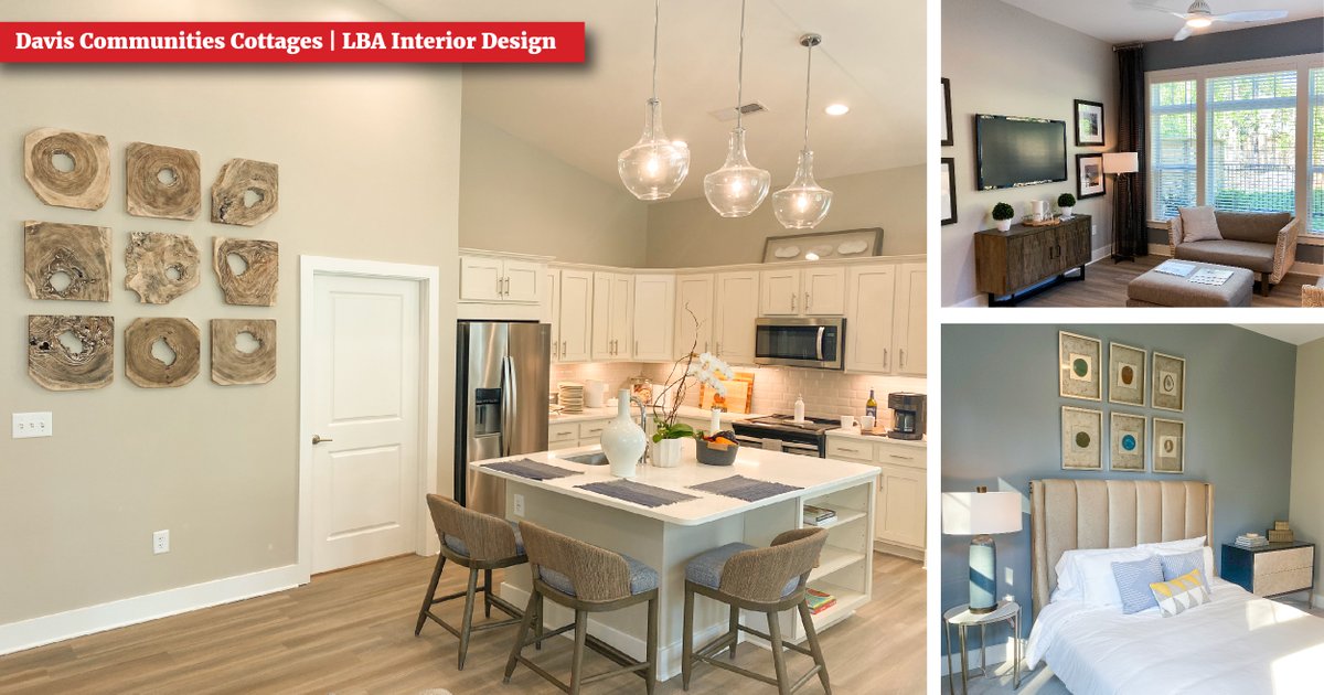 LantzBoggio's tweet photo. Sneak peek ๐ at a model of some Davis Communities Cottages located in Wilmington, NC. Our @LantzBoggio Interiors studio created a modern coastal resort feel through the use of airy tones with a layer of textures and patterns.
#CottageDesign #SeniorLiving #ModelDesign https://t.co/I6rxRneq0v