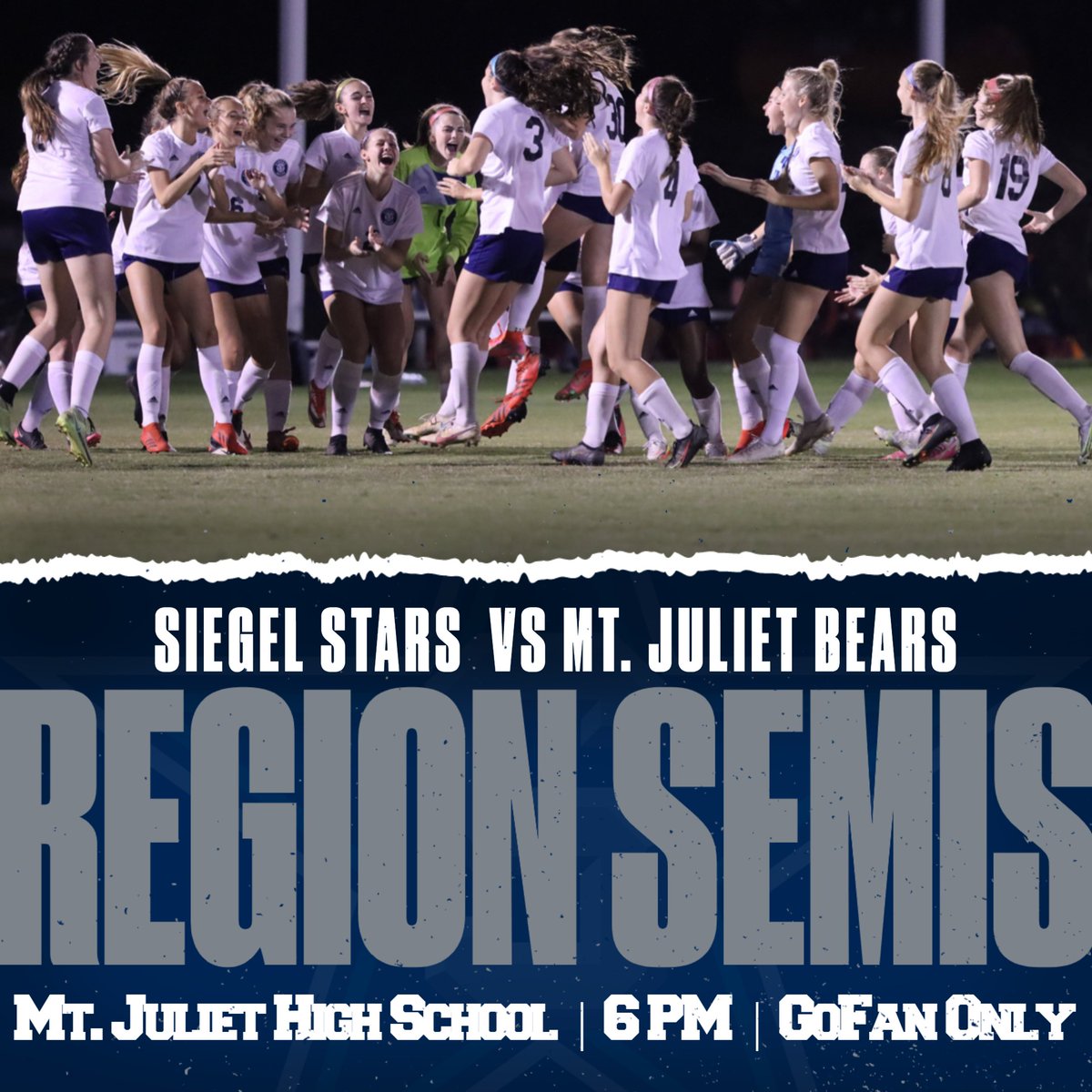Playing for the chance to play two more games tonight! Region semis tonight against Mt Juliet high school in a win or go home game, come out and be loud Siegel Nation we need you all there!! #unityinadversity