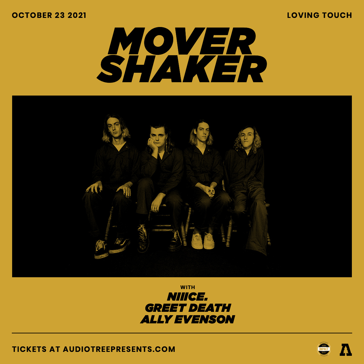 THIS WEEK!
10.21 @sonder_bombs 
10.22 <a href="/upallhoursmi/">Up All Hours</a> 
10.23 <a href="/MoverShakerMI/">Mover Shaker</a> 

Our nearly sold out <a href="/cleopatrickband/">CLEOPATRICK</a> show on 10.22 will be moving to early 2022.  More on that soon!  

Get to a gig this week!  audiotreepresents.com