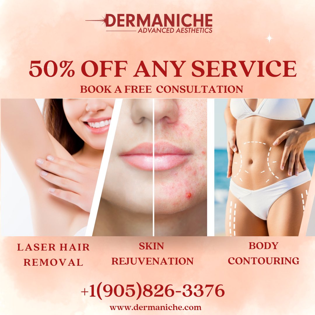 We're OPEN! 
Introductory offer!
50% OFF ANY SERVICE!
- Laser hair removal
- Skin Rejuvenation
- Body Contouring
.
.
Book your FREE consultation today!
+1(905)826-3376 (DERM)
6435 Erin Mills Parkway, Unit C-15, Mississauga
#laserhairremoval #skinrejuvenation #mississauga