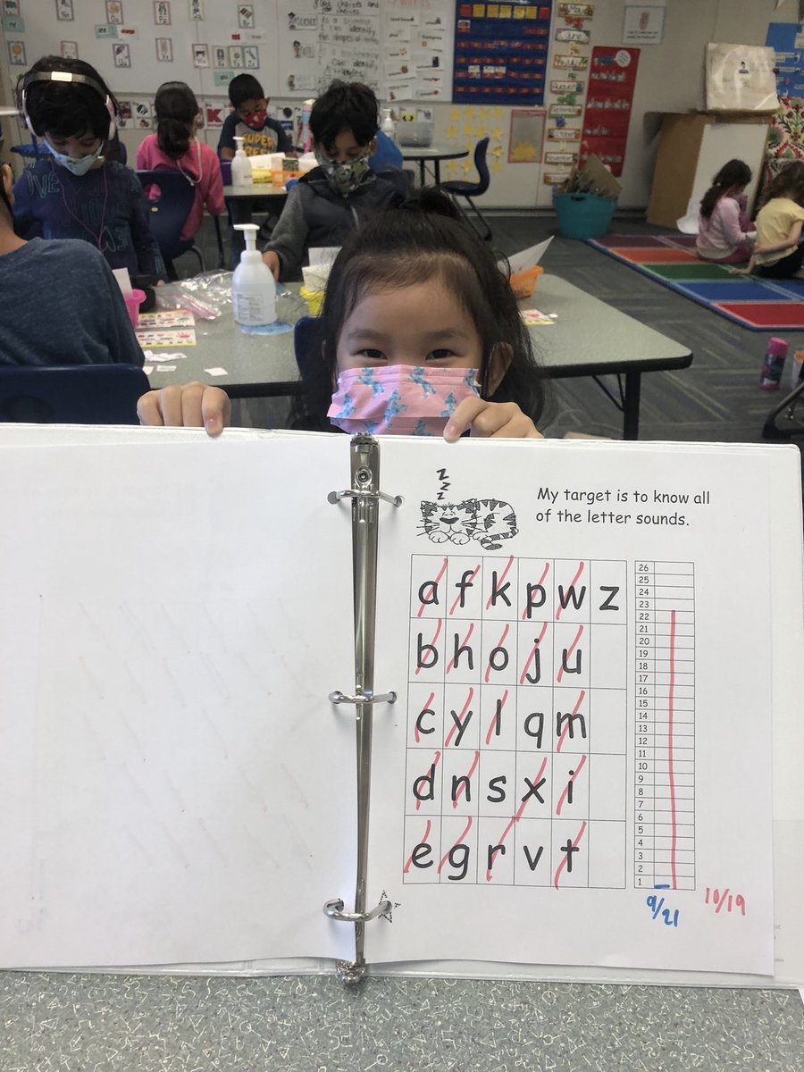 DanielleCourte6's tweet photo. When I assessed my student last month she knew no sounds and very little letters. She now knows almost all her sounds and letters and 16 sight words. I am so proud of her!!! #datanotebooks @NoviWoods @NCSD https://t.co/7GEc4lDGX9