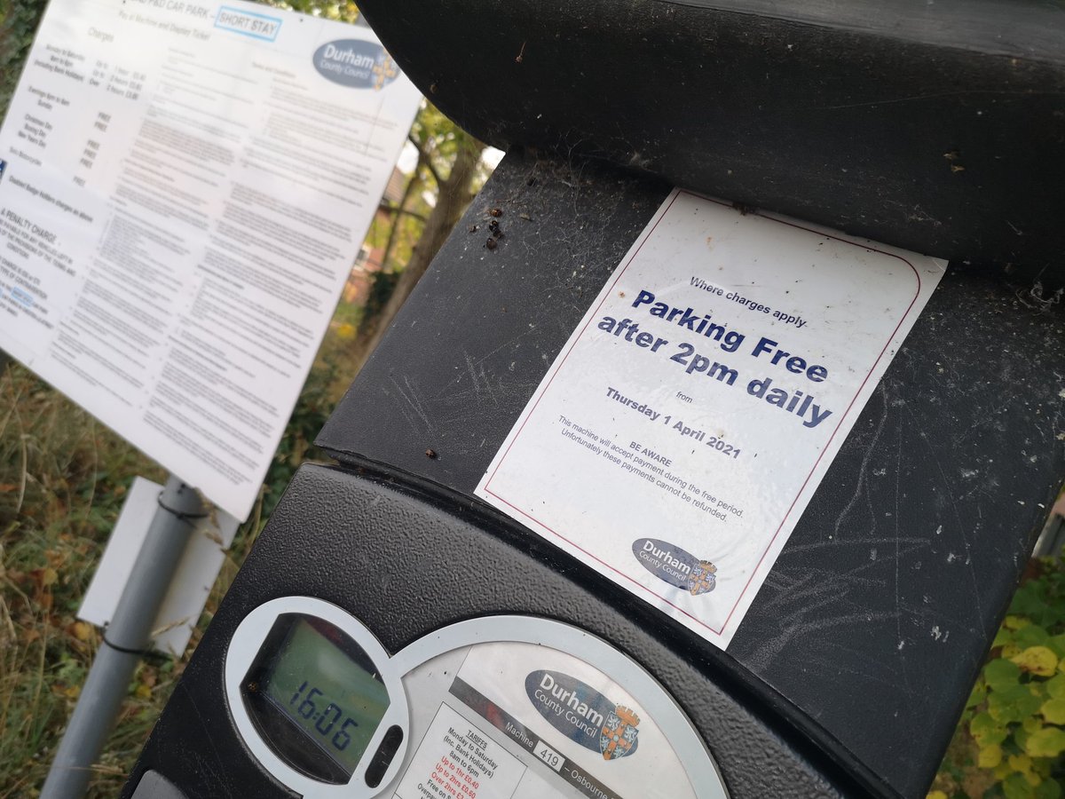 Don't forget, you can still park for free in <a href="/DurhamCouncil/">Durham County Council</a> car parks in #ChesterleStreet after 2pm each day. Great for popping to the post office, enjoying a coffee with friends, or nipping to the shops! 🅿️🕑 #CLSIsOpen