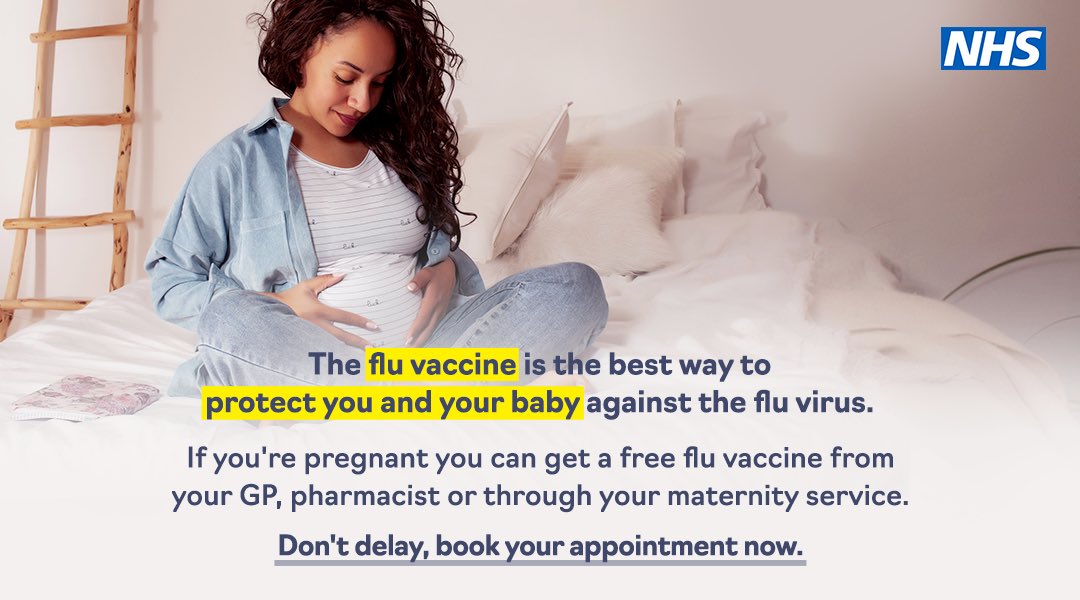 The flu vaccine is the best way to protect you &amp; your baby against the flu virus

For more info, visit 👇
nhs.uk/pregnancy/keep… 

Book your free #flujab now

👩‍🍼💉