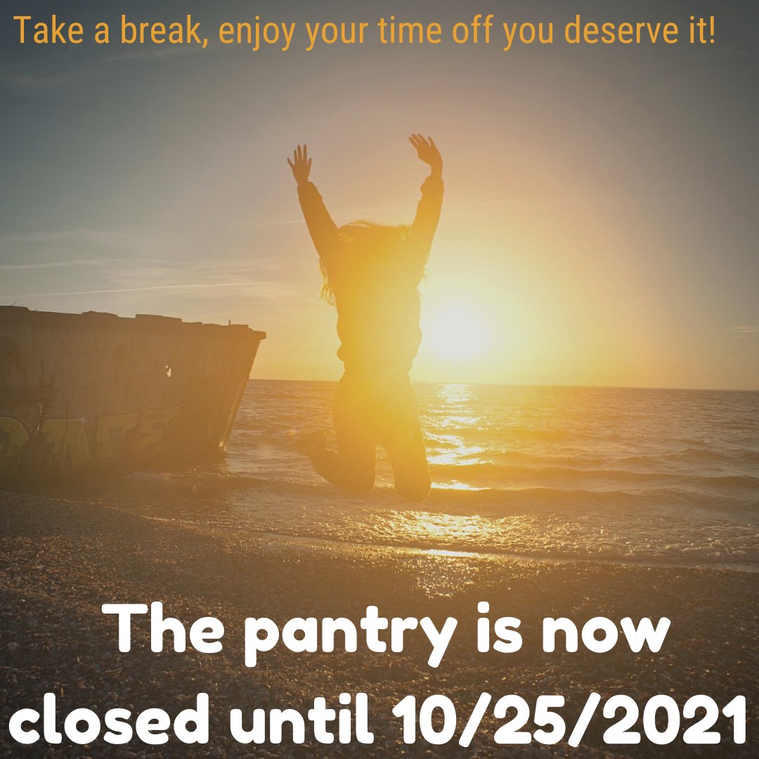The food pantry is closed for all University breaks. Relax and enjoy your time off, students!