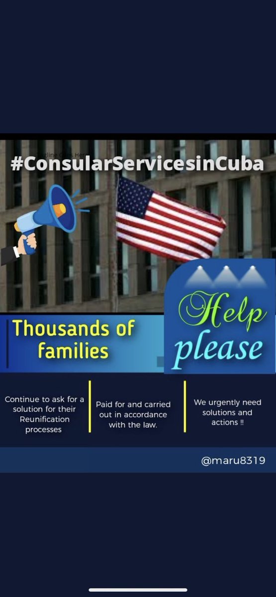 Nexy64862608's tweet photo. RESUME IT NOW!
   Resume consular services November 2021
   👉contact camafs
   📧contact@camafs.org
   #Consular Services in Cuba 2021
   #continueCFRP
   @ Miguel4Miami @LosPichyBoys @MarioDB @LaCasaBlanca @POTUS @Cartajuanero @SecBlinken @WHAAsstSecty https://t.co/OQpx0QqU0R