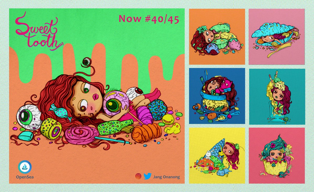 🍒Sweet Tooth"🍬
A collection of 45 sweet dishes and a girl.
Available for sale now!

Links:
Opensea👉opensea.io/collection/swe…
Discord 👉discord.gg/Ca27wX7vQM
Twitter 👉x.com/JANG_ONANONG

#NFTartist  #NFTs #NFTcommunity #nftcollector #NFTdrop #OpenSeaNFT