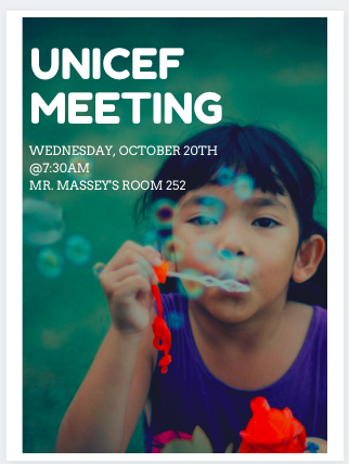 MarshallPonce's tweet photo. UNICEF Club on Wednesday! https://t.co/f0qfg6q4mE
