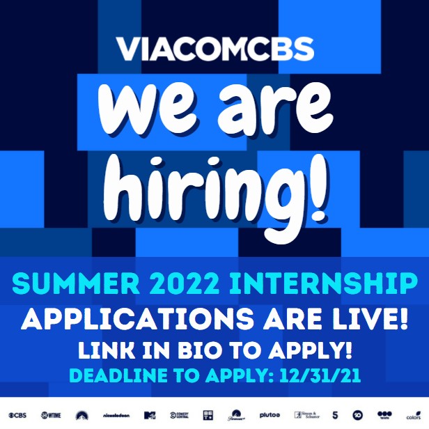 workatparamount's tweet photo. Are you a sophomore, junior or Master’s student looking for a Summer '22 internship with an entertainment company home to iconic brands such as MTV, VH1, Showtime, CBS, BET and more? Our ViacomCBS summer internship applications are officially live!

Link in bio to apply! https://t.co/YkKDP5jRcL