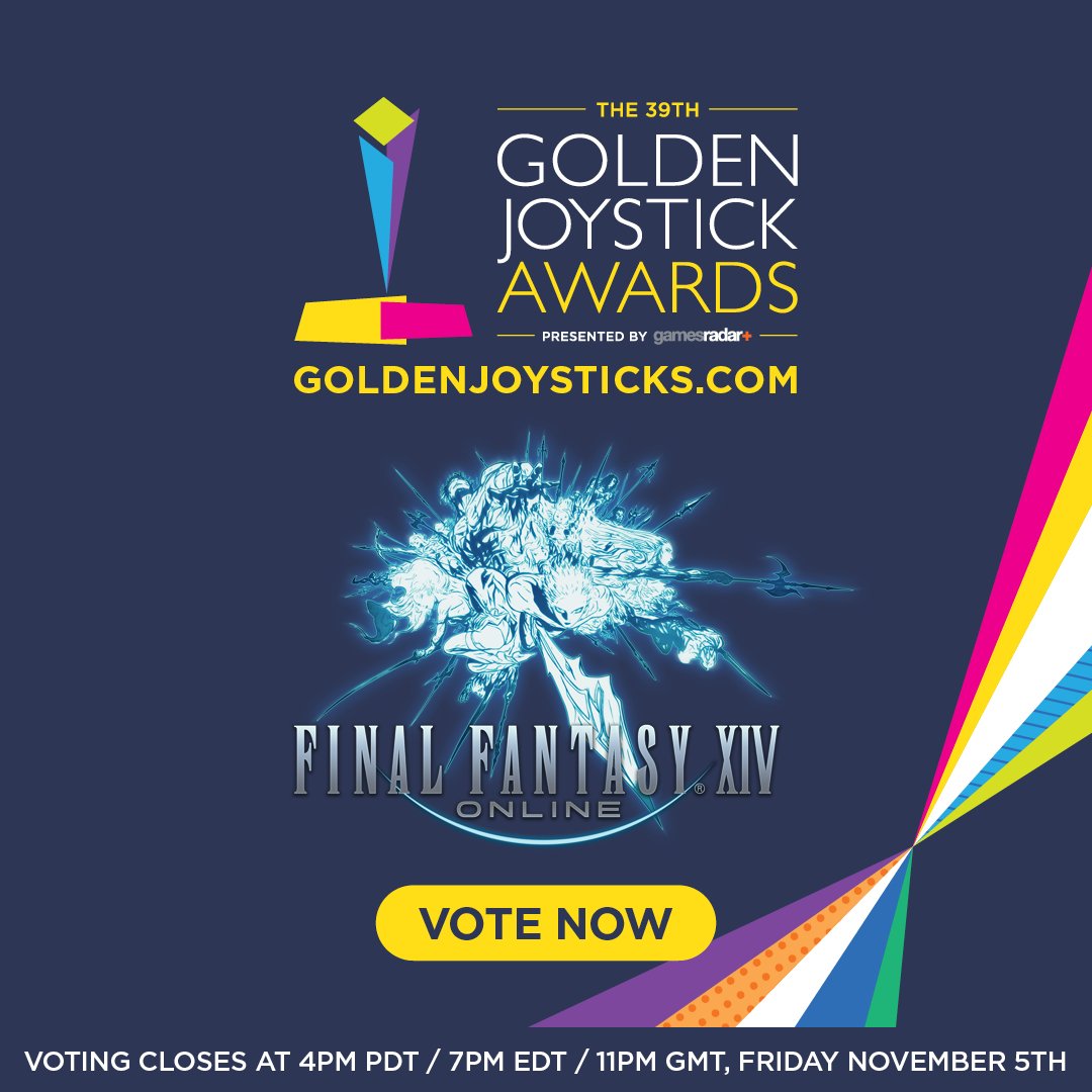 We've been nominated for 2 #GoldenJoysticks! We couldn't have done it without your support, thank you so much! ❤️😭

Best Gaming Community
Still Playing Award

sqex.to/Urh44

Voting is now open until November 5!
Time to see if y'all have heard about the critically accl