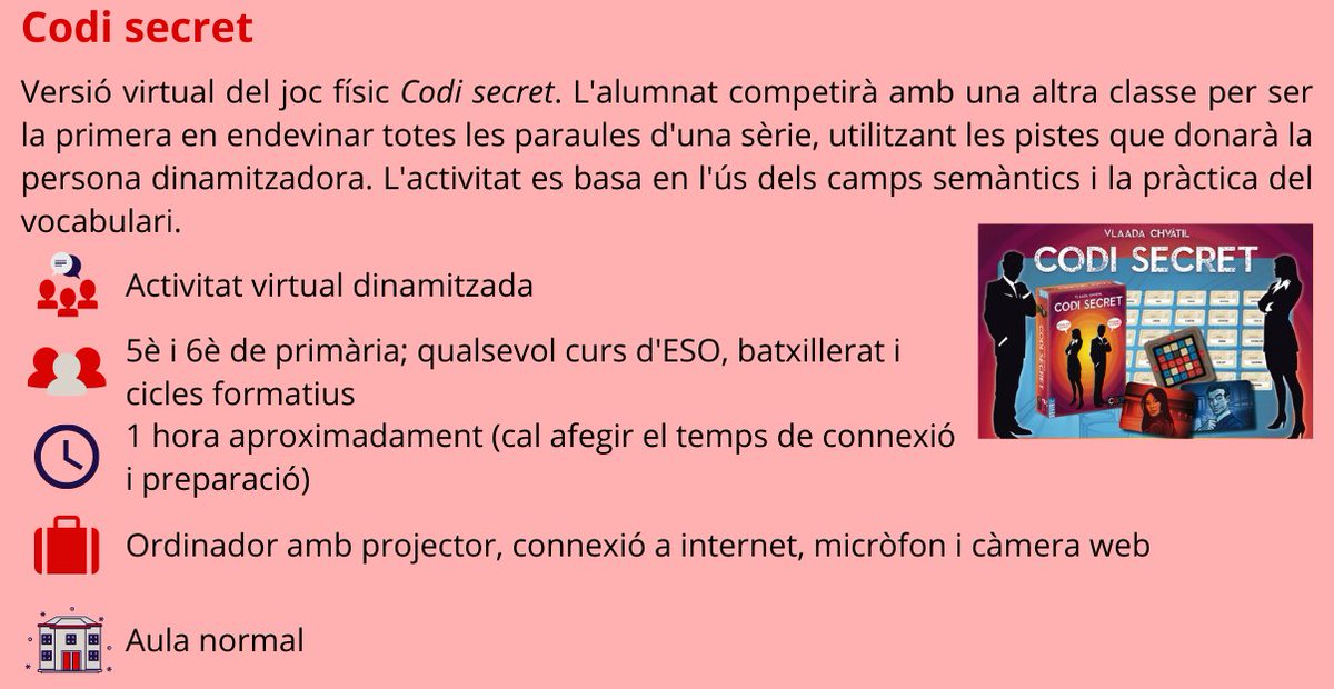 Moty_chan's tweet photo. - Partides dinamitzades del joc #CodiSecret, de @DevirCat, entre classes de diferents centres
- Partides dinamitzades de #DíasDeRadio, de @Guerrademitos https://t.co/QNOOJGsc79