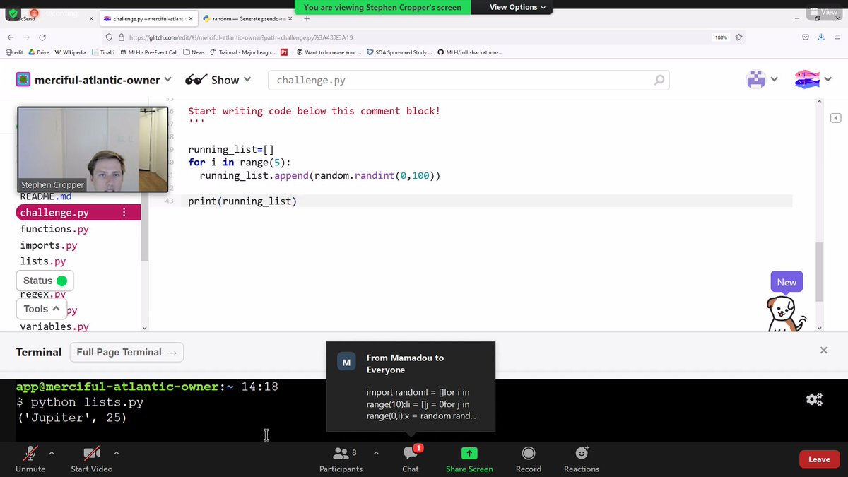 Coder_Shelby_7's tweet image. A Great session on {capital one intro to python pt.1}
by Stephen Cropper 'MLH' @MLHacks #python4hackers