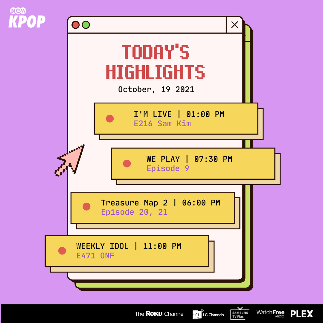 ItsNewkpop's tweet photo. Today on NEW KPOP!! 😍 
Don't miss #ONF on #WeeklyIdol💓 at tonight at 11PM!
#samkim on I'm Live🎤 at 1PM ⭐
#Treasure is on Treasure Map S2🌟  at 6PM!

#treasuremap #YG 
#아리랑tv #ArirangTV #아임라이브 #Im_LIVE
@LeegitItsSam https://t.co/I6cjL7HAnc