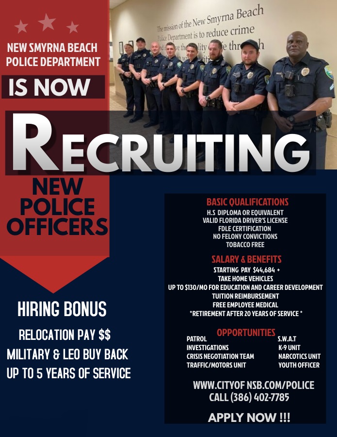 NSBPD on Twitter: "Do you have what it takes to become a New Smyrna Beach Police  Officer? https://t.co/elgeZGyPrI" / Twitter
