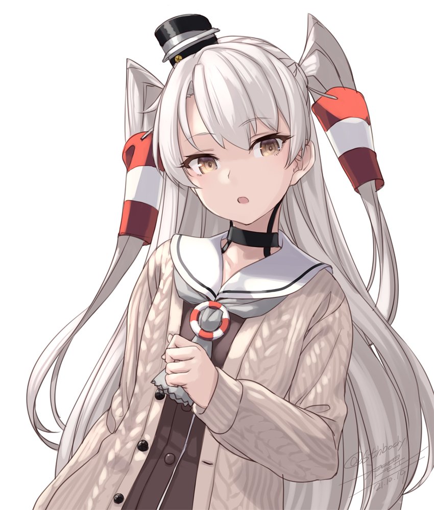 amatsukaze (kancolle) 1girl solo long hair two side up hair tubes dress white background  illustration images