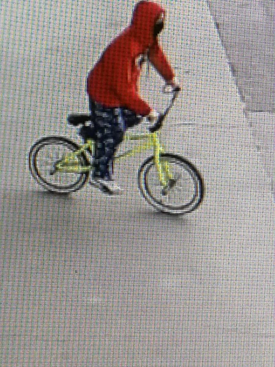rcmpmb's tweet photo. Pembina Valley #rcmpmb &amp; @AltonaPolice, are investigating 3 frauds that occurred in Aug &amp; Sept of 2021. A male used stolen credit cards at stores in Carman &amp; Altona. He was wearing a red sweater with the word ‘pink’ on the front &amp; was riding a yellow bike. Info? 204-822-4476 https://t.co/wC0yWGC9fs