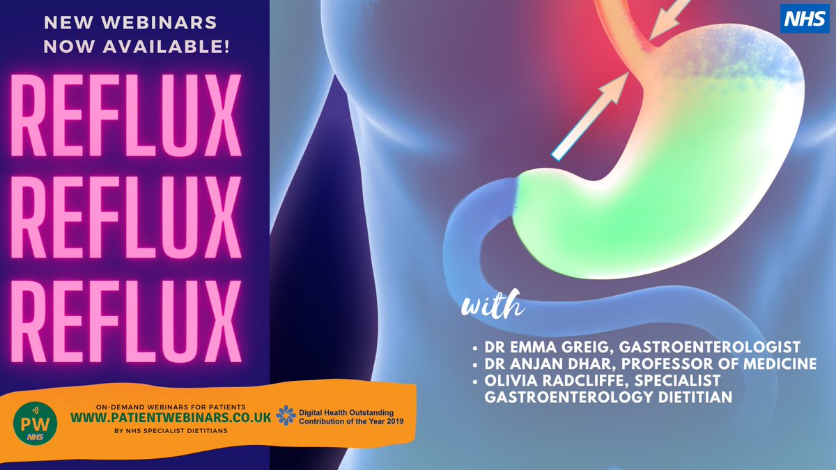NEW &amp; Available! 📢🎙️REFLUX webinars by NHS Somerset dietetic team on diet &amp; lifestyle and medications with <a href="/GreigEm/">Emma Greig</a> <a href="/anjan_dhar6/">Anjan Dhar</a> &amp; <a href="/OliviaRadcliff5/">Olivia Radcliffe</a> Free for any NHS department or patient to use <a href="/GutsCharityUK/">Guts UK Charity</a> <a href="/ActionHeartburn/">Action-vs-Heartburn</a> <a href="/bda_gastro/">BDA Gastroenterology Specialist Group</a> <a href="/BDA_Dietitians/">British Dietetic Association</a> <a href="/SomersetLMC/">Somerset LMC 💙</a> <a href="/SGPET/">SGPET and Somerset Training Hub</a>