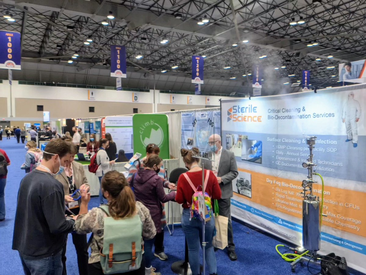 SterileScience's tweet photo. Learn about Dry Fog Sterilization for your environment.  It's also a busy sticker day at Sterile Science Booth 1033!    @AALASnational #AALAS21 #AALAS https://t.co/mrq7nssrDM
