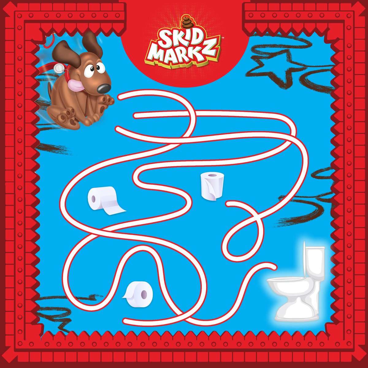 Scoot needs a break from creating Poo-casso masterpieces and reach the toilet! He was on a roll but needs a well deserved break, now the loo rolls are getting in his way - help him find his way before it's too late! 🚽

#skidmarkz #goliathgames