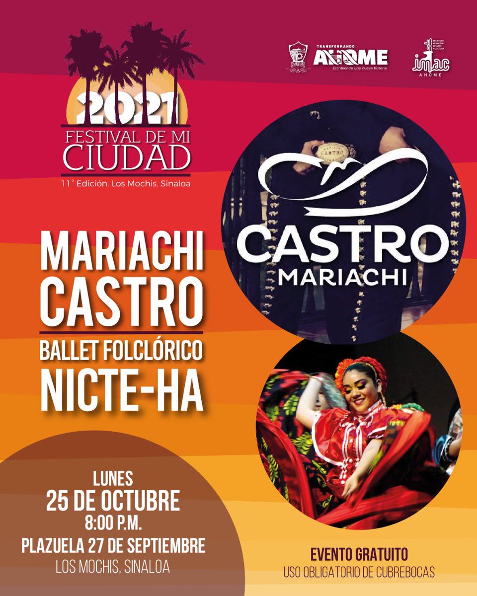 mochisonline's tweet photo. Presenta @imac_ahome el “Festival de mi ciudad 2021” en su 11 edició en la Plazuela 27 de septiembre, lo mejor de los artistas locales para celebrar un aniversario más de Los Mochis.

Lunes 25
@MARIACHICASTRO y Ballet Nicte-Ha

Martes 26
@miguelinzunza y Sinalojazz https://t.co/XWb8uZ9xov