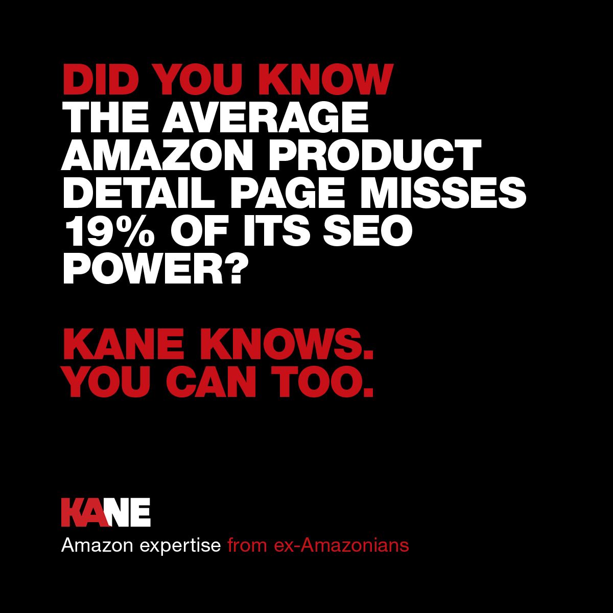 ThinkKANE's tweet image. For a limited time, KANE is offering a complimentary Amazon Content Evaluation. Register now. bit.ly/3jjhSp3

#amazon #amazonadvertising #digitalmarketing #ecommerce #mobileadvertising  #amazonads #amazonconsulting