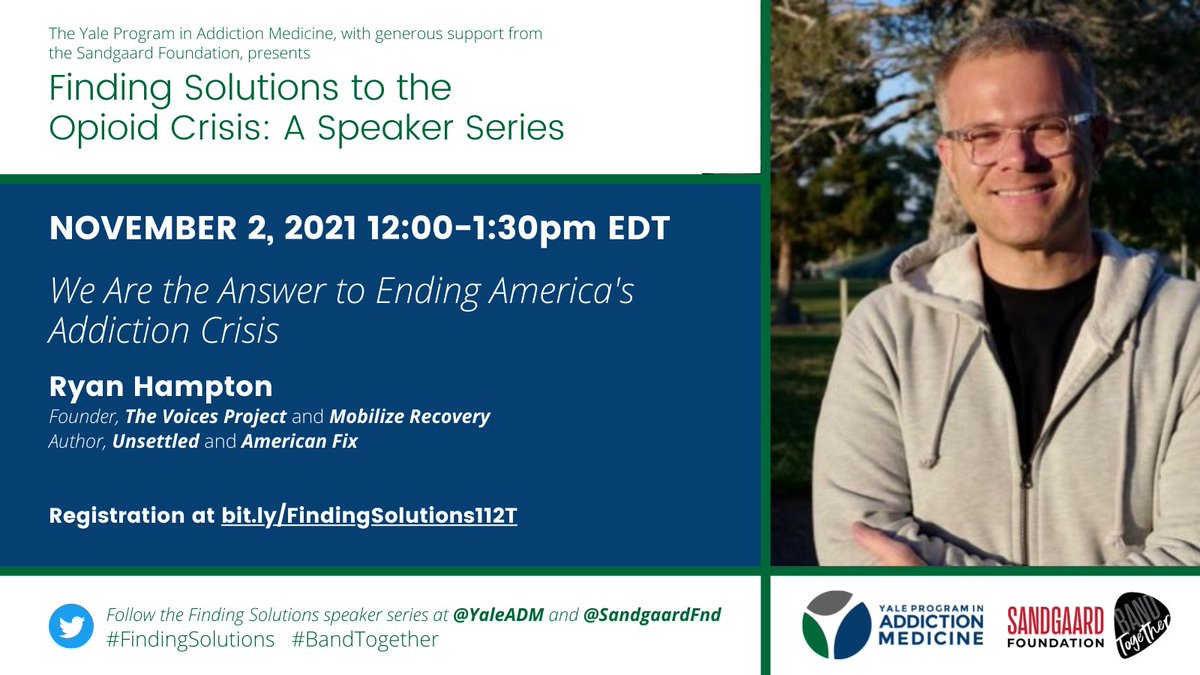 RyanForRecovery's tweet image. Join me on November 2nd for "Finding Solutions" with the Yale Program in Addiction Medicine and the Sandgaard Foundation. @SandgaardFnd @YaleADM  Registration is free: bit.ly/FindingSolutio…