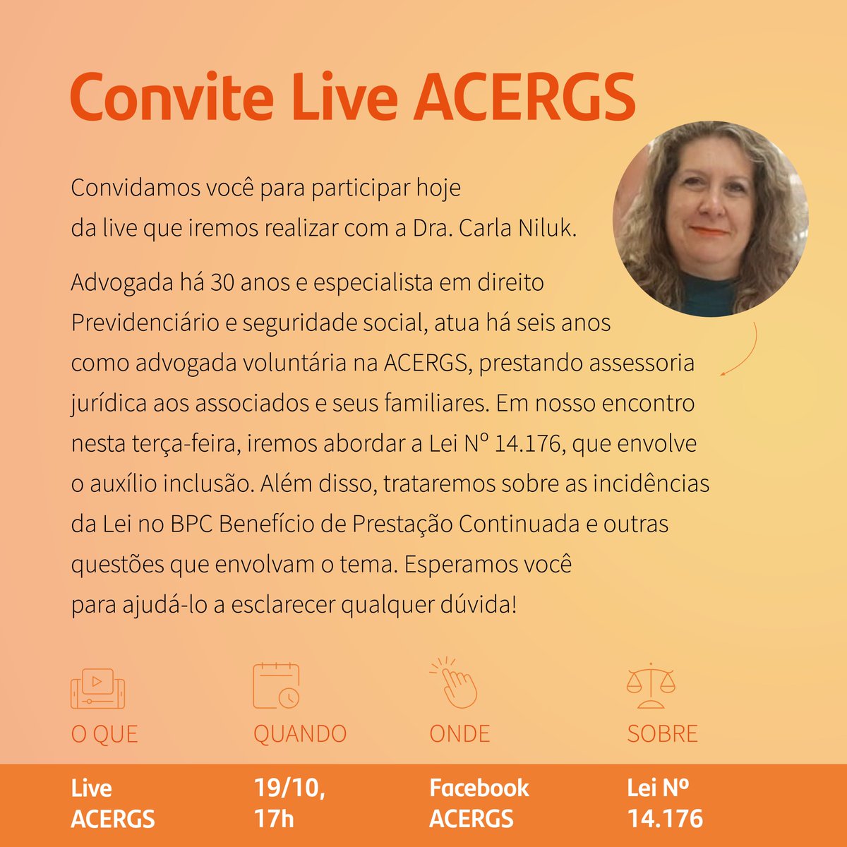 ACERGS's tweet image. Convidamos você para nossa live de hoje, às 17h, no Facebook da ACERGS! #LiveACERGS #responsabilidadesocial