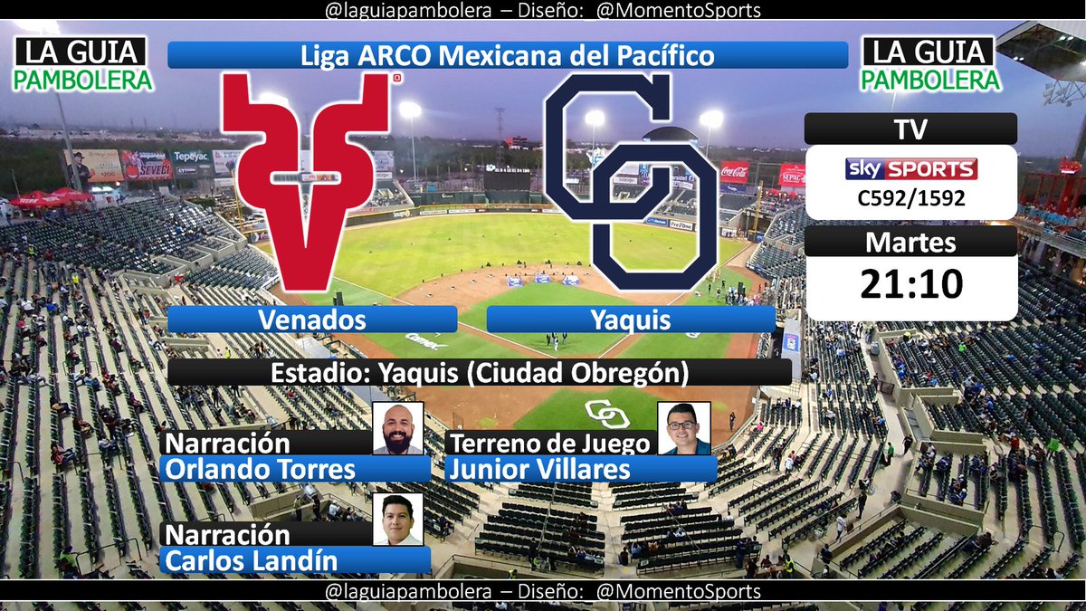 HOY: #OtrasLigasOtrosDeportes #LAMPxSky <a href="/venados_mzt/">Venados de Mazatlán</a> <a href="/yaquis_oficial/">Yaquis de Obregón 🏹</a> por <a href="/SKYSportsMX/">Sky Sports México</a> (C592/1592) con <a href="/Torres_Enriquez/">Orlando Torres</a> @_CarlosLandin y <a href="/VillaresJr/">Junior Villares</a> (20:30hrs)