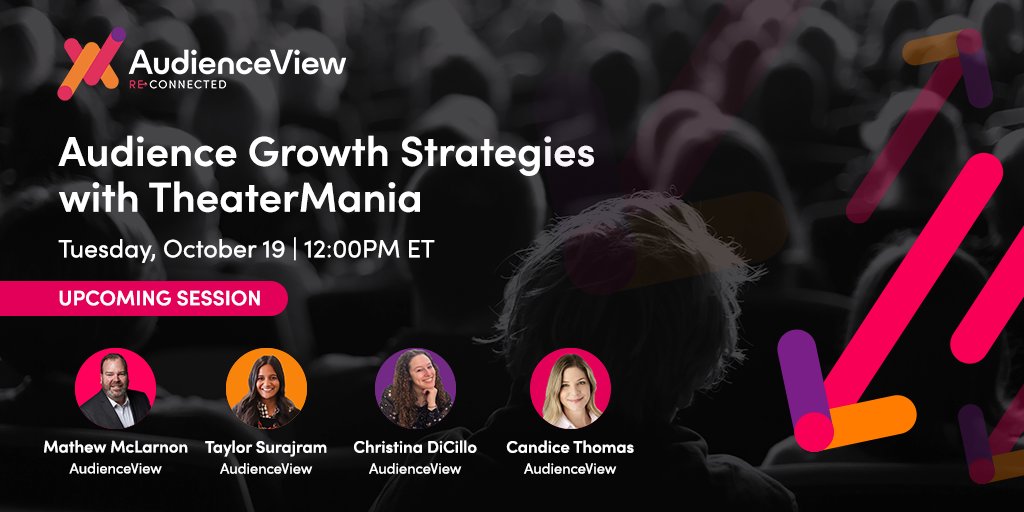 AudienceView's tweet photo. Day 2 of #ReConnected starts today at 12:00n ET with a session focused on audience growth strategies with @theatermania!

More info → https://t.co/C8eWGYiVxD https://t.co/HUxDLPlu6y