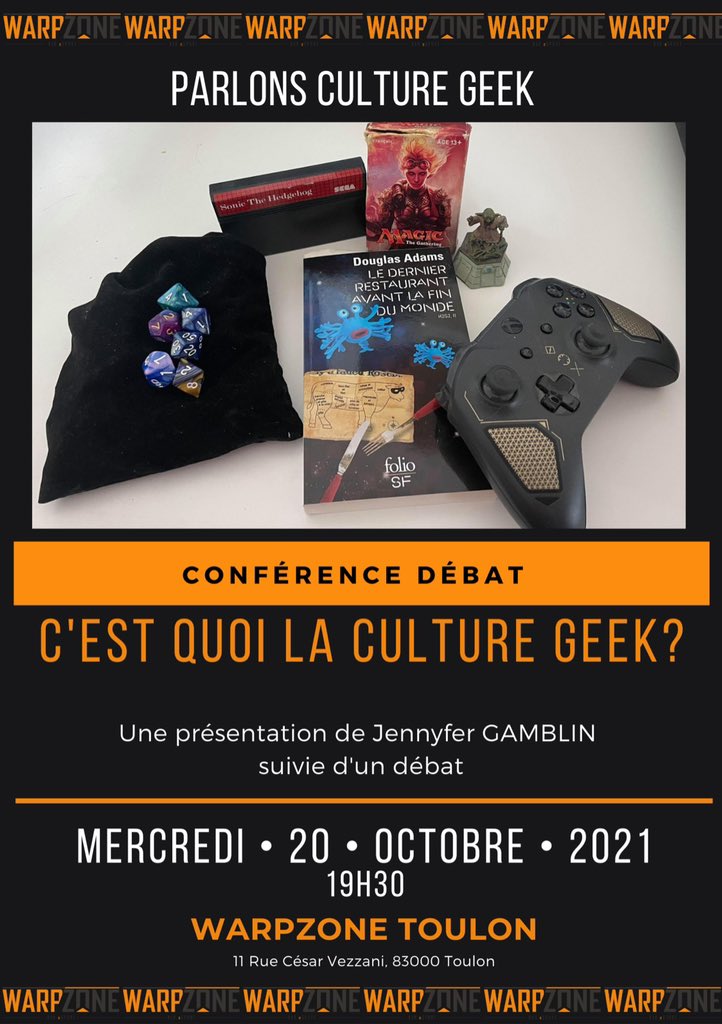 C’est demain, c’est à Toulon (au <a href="/WpZToulon/">WarpZone Toulon</a>) et ça va être très sympa! (Enfin j’espère …)