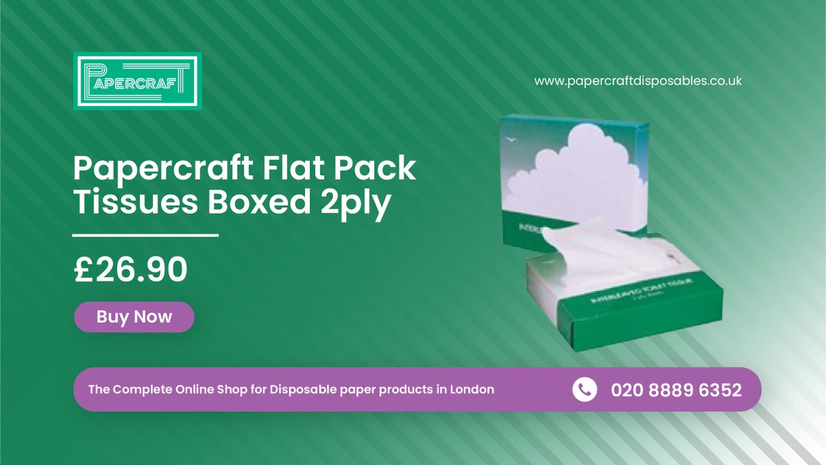papercraftsuk's tweet image. Papercraft Flat Pack Tissues Boxed 2ply
Price: £26.90
Buy Now: bit.ly/3aWD7Z2

#toiletrolls #couchroll #handtowels #dispenser  #whitetoiletrolls #PaperCentrefeedRolls #paperproducts #softhandtowels #paperhandtowel #papertowels #paperrolls #papercraftdisposablesuk