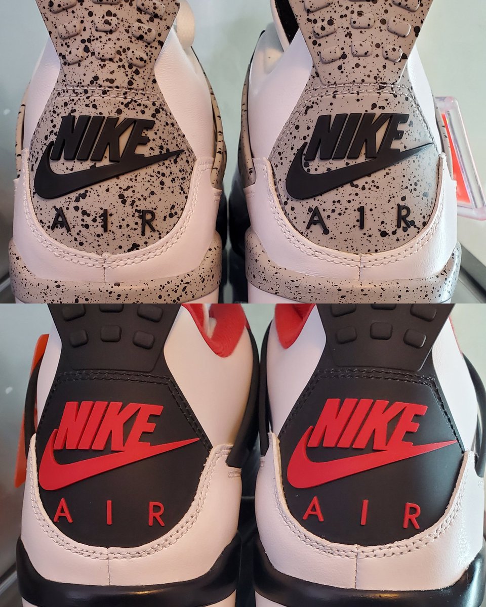 VWDEMETRIUS's tweet photo. (Had to redo it🤣) If you had to choose between 1 of these Jordan 4s which sneaker are you taking. #FireRed4 or #WhiteCement4. Also give me a follow @snkr_twitr https://t.co/YA1wH4CeFQ